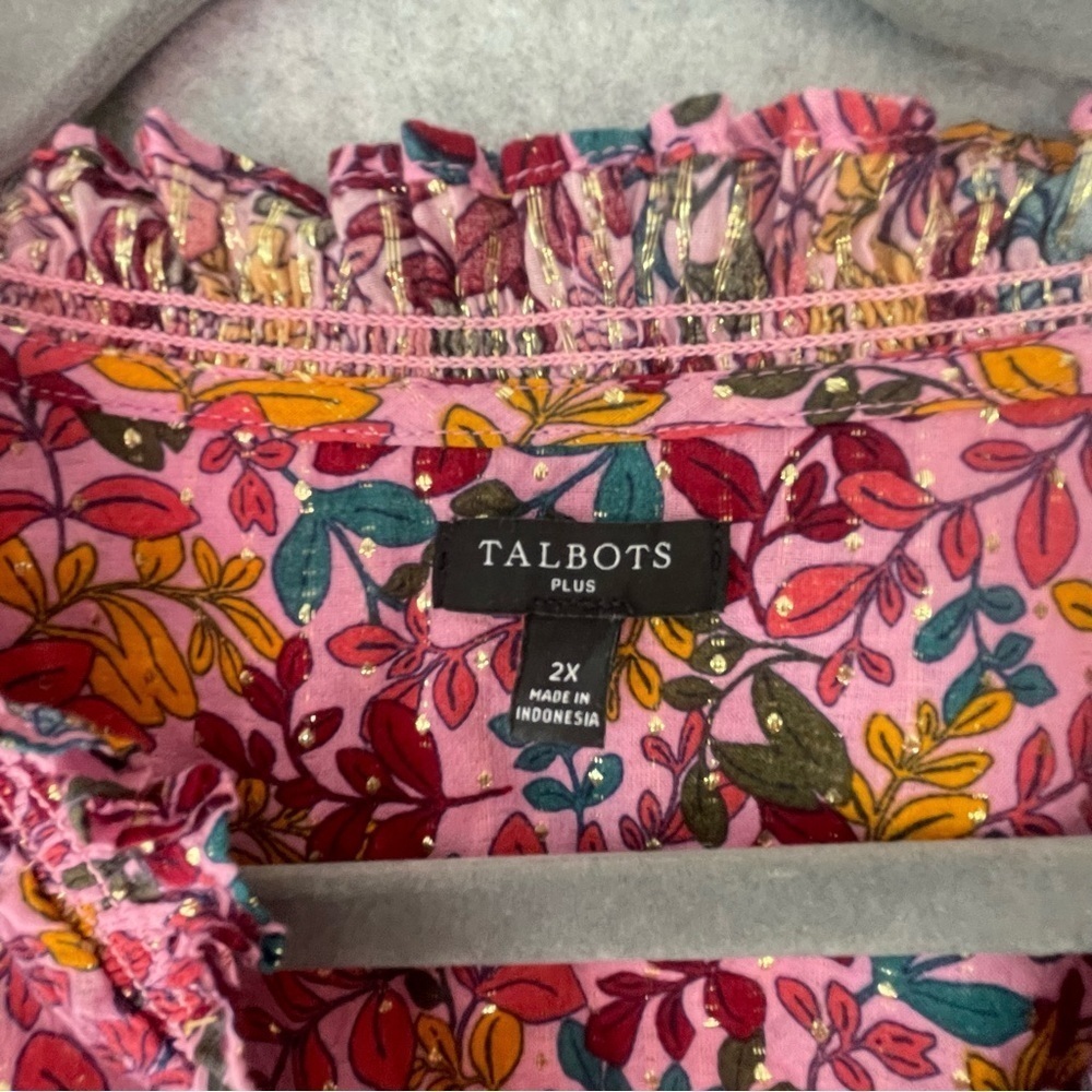 Floral Print Top Metallic Women's Cottagecore - Picture 3 of 13